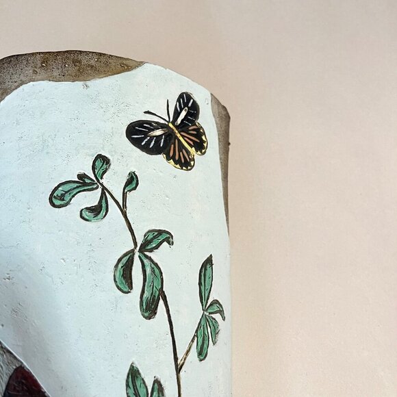 Handcrafted Ceramic Wall Art With Bird & Butterfly Design - Picture 3 of 5